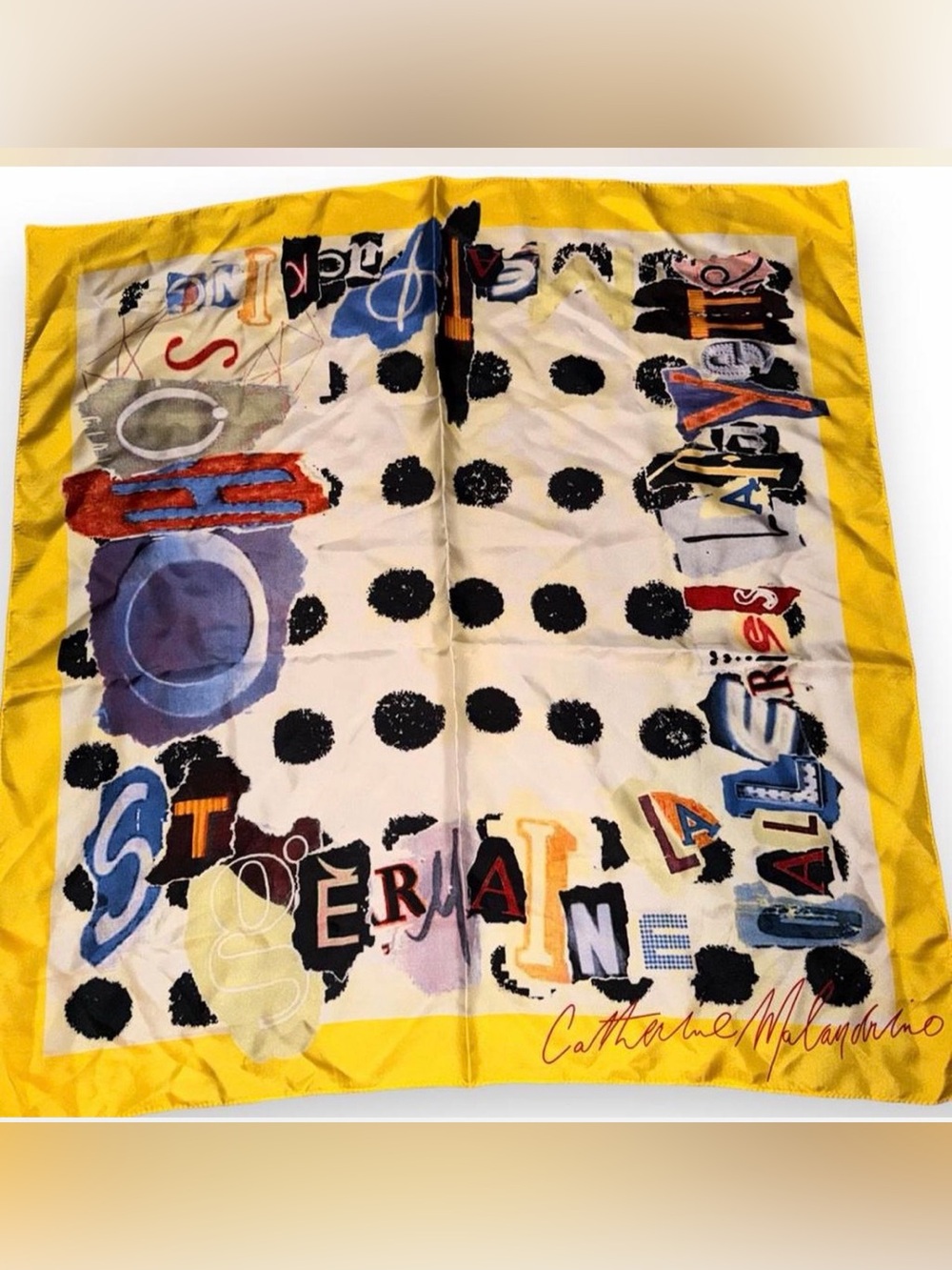 Vintage 90’s Catherine Malandrino NYC Neighborhood Silk Scarf Pop-Art